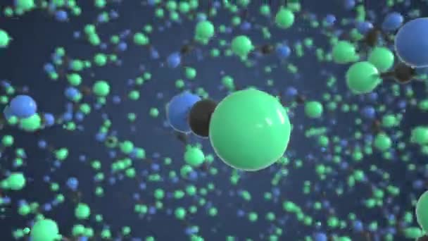 Molécule de chlorure cyanogène, modèle moléculaire conceptuel. Boucle chimique animation 3d — Video