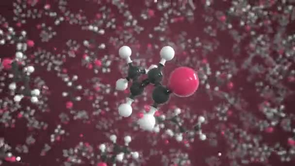 Crotonaldehyde molecule, conceptual molecular model. Chemical looping 3d animation — Stock Video