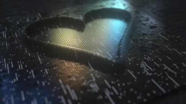Символ формы сердца, сделанный из множества золотых контактов и мигающих ламп. Концептуальная 3D анимация — стоковое видео