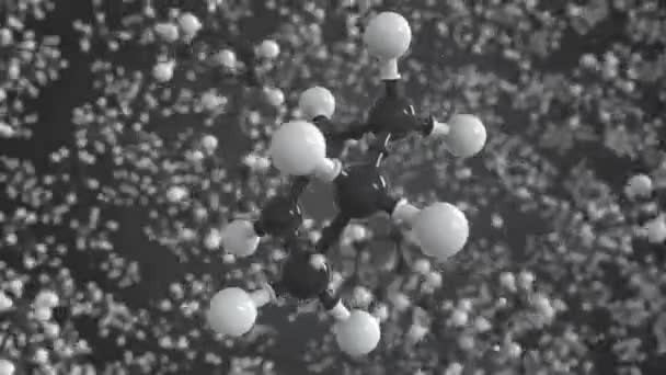 시클 로 펜 틴 분자는 공, 개념적 분자 모델로 만들어 졌습니다. 화학 반응을 일으키는 3d 애니메이션 — 비디오