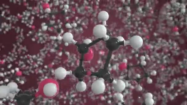 Molecola di ciclopentanolo realizzata con palline, modello molecolare scientifico. Ciclo chimico animazione 3d — Video Stock
