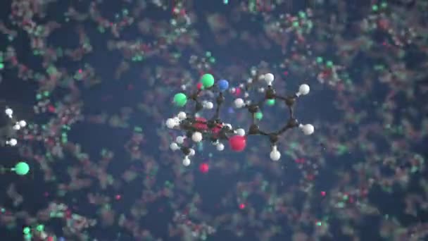 シクロペルメトリンの分子、概念分子モデル。科学ループ3Dアニメーション — ストック動画