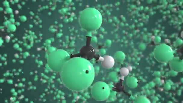 Molécule de dichlorofluorométhane fabriquée avec des boules, modèle moléculaire scientifique. Boucle chimique animation 3d — Video