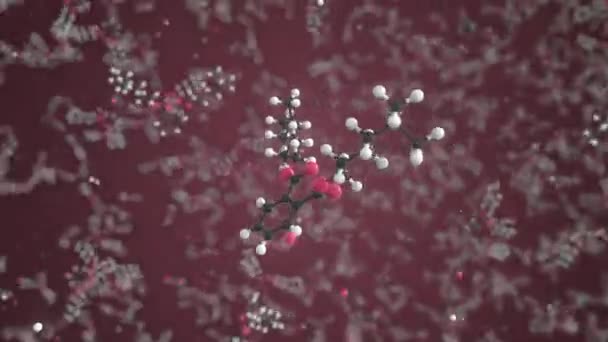 Molécula de ftalato de diisoheptil, modelo molecular científico, looping animação 3d — Vídeo de Stock