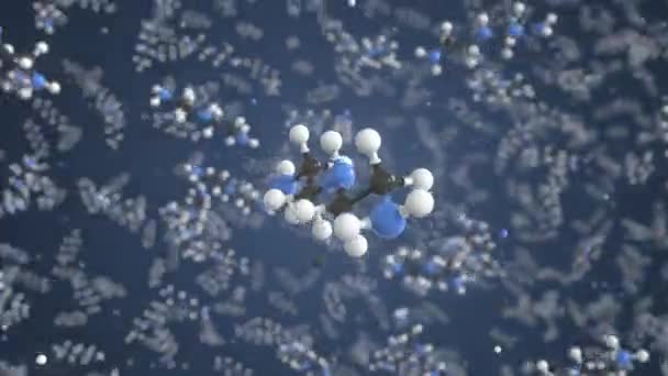 Molécula de dietilenetriamina hecha con bolas, modelo molecular conceptual. Animación química en bucle 3d — Vídeo de stock