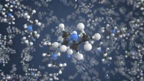 Molécula de dietilamina, modelo molecular conceptual. Animación química en bucle 3d — Vídeo de stock