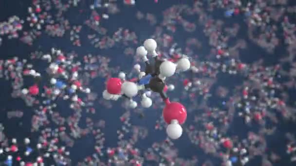 Diethanolamine molecuul, wetenschappelijk moleculair model, lussen 3d animatie — Stockvideo