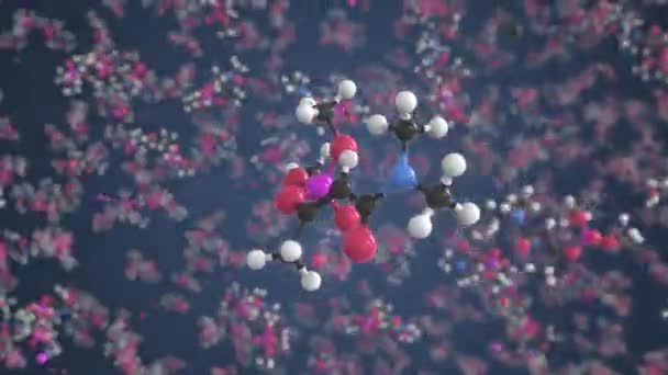 Dicrotophos μόριο γίνεται με μπάλες, επιστημονικό μοριακό μοντέλο. Χημικό looping 3d animation — Αρχείο Βίντεο