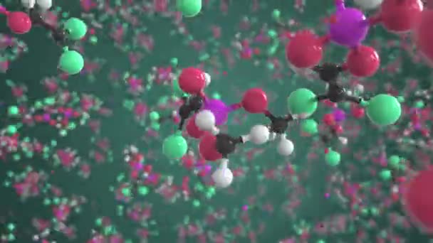 Molécule de dichlorvos faite avec des boules, modèle moléculaire conceptuel. Boucle chimique animation 3d — Video
