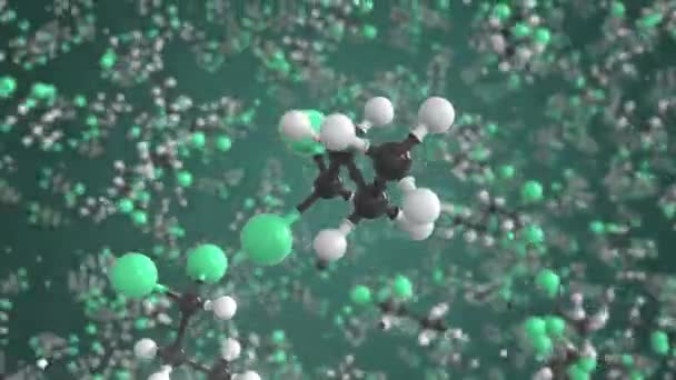 Molécula de diclorobutano, modelo molecular conceptual. Animación química en bucle 3d — Vídeo de stock