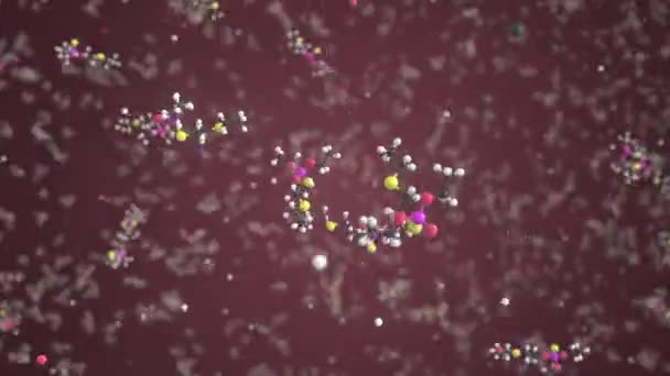 Molecola demoniaca realizzata con palline, modello molecolare scientifico. Ciclo chimico animazione 3d — Video Stock