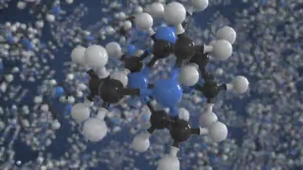 DABCO molekula golyókkal, tudományos molekuláris modellel. Kémiai hurok 3D animáció — Stock videók