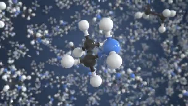 Molécule d'éthylamine, modèle moléculaire conceptuel. Boucle chimique animation 3d — Video