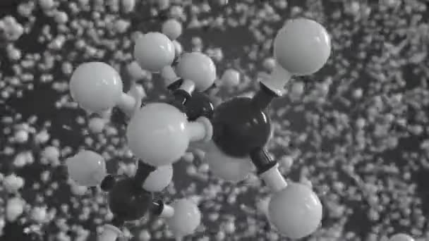 Молекула этана, концептуальная молекулярная модель. Химическая петля 3D анимация — стоковое видео