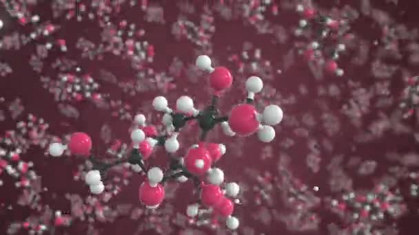 エリスリトール分子、概念分子モデル。化学ループ3Dアニメーション — ストック動画