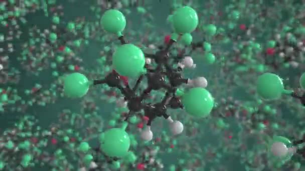 Molécule d'endrine faite avec des boules, modèle moléculaire conceptuel. Boucle chimique animation 3d — Video