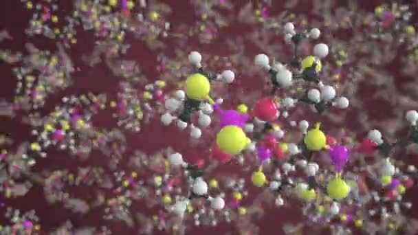 Disulfoton molekyl, vetenskaplig molekylär modell, looping 3d animation — Stockvideo