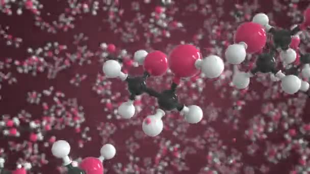 Ethylene glycol molecule made with balls, scientific molecular model. Chemical looping 3d animation — Stock Video