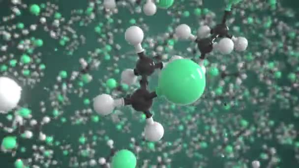 Molecola di cloruro di etile fatta con palline, modello molecolare scientifico. Ciclo chimico animazione 3d — Video Stock