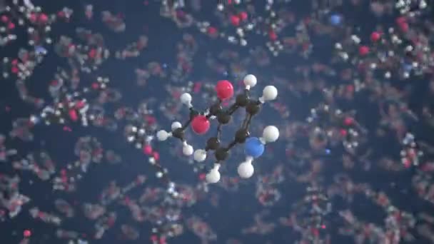 Czteroaminobenzoesanowa cząsteczka etylu, konceptualny model molekularny. Pętla chemiczna animacja 3d — Wideo stockowe