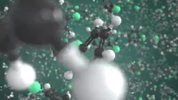 Molekül aus Fluorbenzol, konzeptionelles molekulares Modell. Wissenschaftliche 3D-Animation in Schleifen — Stockvideo