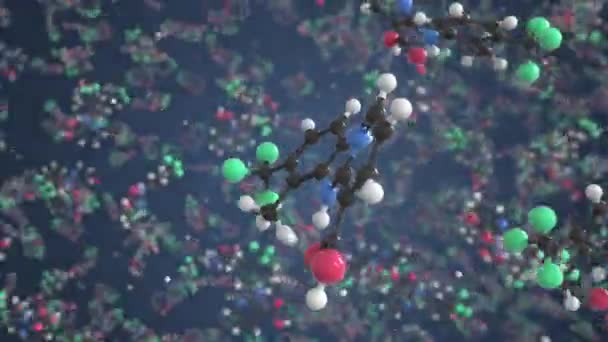 Molekyl av flunixin, konceptuell molekylär modell. Vetenskaplig looping 3D-animation — Stockvideo