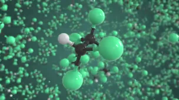 Molécula de halotano. Modelo molecular conceptual. Animación química en bucle 3d — Vídeo de stock