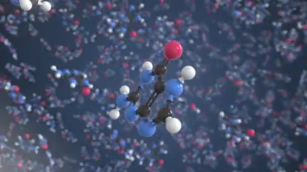 Guanin-Molekül aus Kugeln, wissenschaftliches Molekularmodell. Chemische 3D-Animation zum Looping — Stockvideo