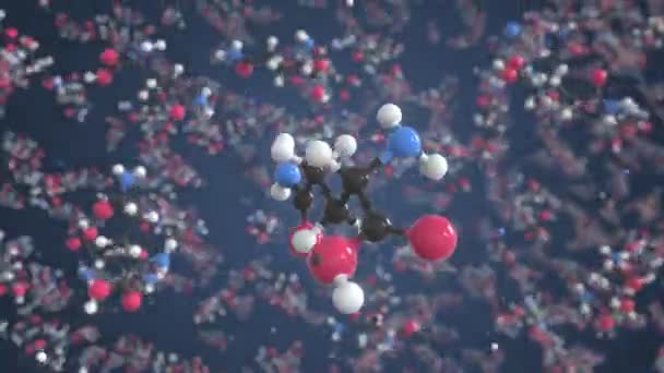 Molécula de glutamina hecha con bolas, modelo molecular científico. Animación química en bucle 3d — Vídeo de stock