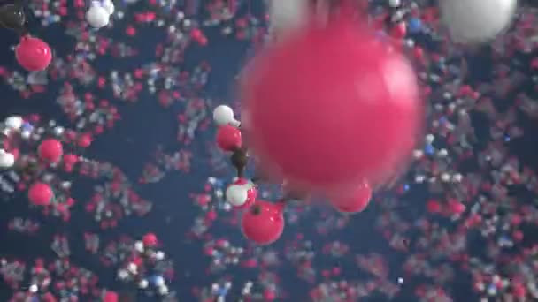 Glutamát molekula golyókkal, tudományos molekulamodell. Kémiai hurok 3D animáció — Stock videók