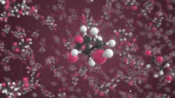 Molecule of gamma-hydroxybutyrate, conceptual molecular model. Dibujo científico 3d animación — Vídeo de stock