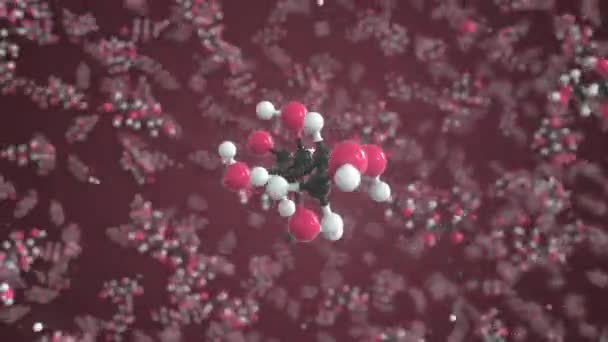 Μόριο γαλακτόζης, επιστημονικό μοριακό μοντέλο, looping 3d animation — Αρχείο Βίντεο