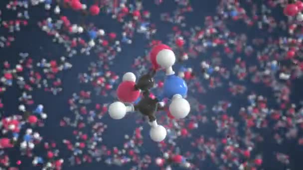 Molécula de glicina hecha con bolas, modelo molecular científico. Animación química en bucle 3d — Vídeo de stock