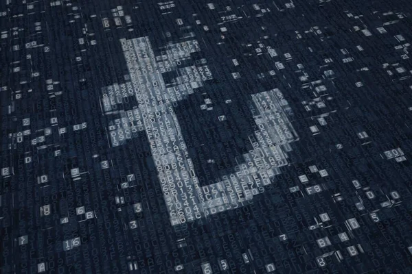 デジタル要素で構成される通貨記号 概念的な3Dレンダリング — ストック写真