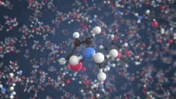 Furfurylaminmolekyl, vetenskaplig molekylär modell, looping 3d animation — Stockvideo