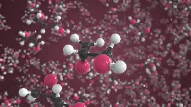 Molécula de glicidol, modelo molecular conceptual. Animación química en bucle 3d — Vídeo de stock