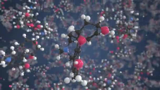 Molécule de galantamine faite avec des boules, modèle moléculaire conceptuel. Boucle chimique animation 3d — Video