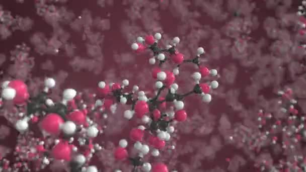 Cząsteczka glikogenu zrobiona z kulek, naukowy model molekularny. Pętla chemiczna animacja 3d — Wideo stockowe