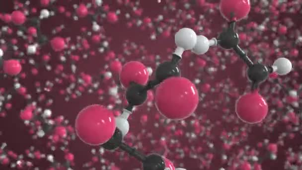 Glyoxal molecule, conceptual molecular model. Chemical looping 3d animation — Stock Video