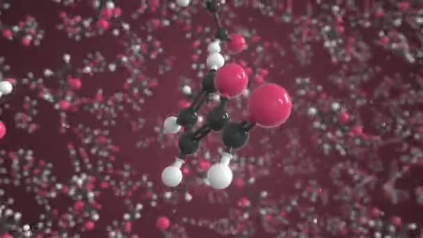 Furfural μόριο, επιστημονικό μοριακό μοντέλο, looping 3d animation — Αρχείο Βίντεο