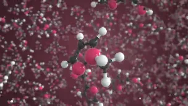 Molécula de alcohol furfurílico, modelo molecular conceptual. Animación química en bucle 3d — Vídeos de Stock