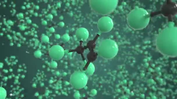 六氯丙烷的分子，概念分子模型。科学回旋3D动画 — 图库视频影像