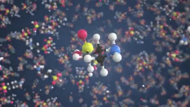 Molécule d'homotaurine, modèle moléculaire scientifique, animation 3D en boucle — Video