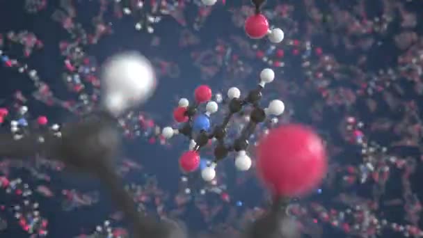 Μόριο ιππουρικού οξέος φτιαγμένο με μπάλες, εννοιολογικό μοριακό μοντέλο. Χημικό looping 3d animation — Αρχείο Βίντεο