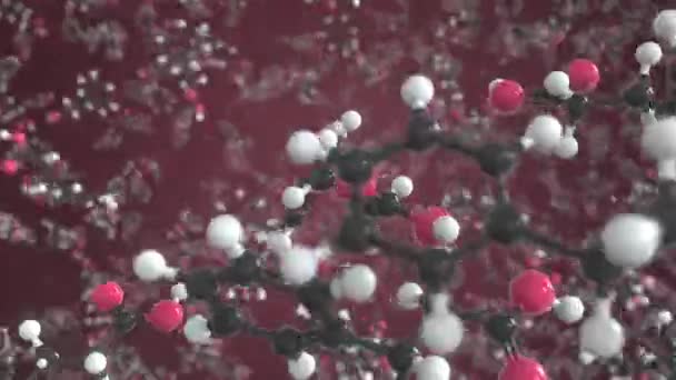 Υδροκινναμωμικό μόριο οξέος, εννοιολογικό μοριακό μοντέλο. Χημικό looping 3d animation — Αρχείο Βίντεο