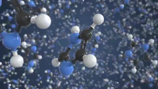 Molécule d'imidazole faite avec des boules, modèle moléculaire conceptuel. Boucle chimique animation 3d — Video