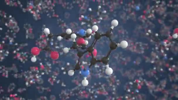 Indole-3-acetic acid molecule made with balls, conceptual molecular model. Animación química en bucle 3d — Vídeo de stock