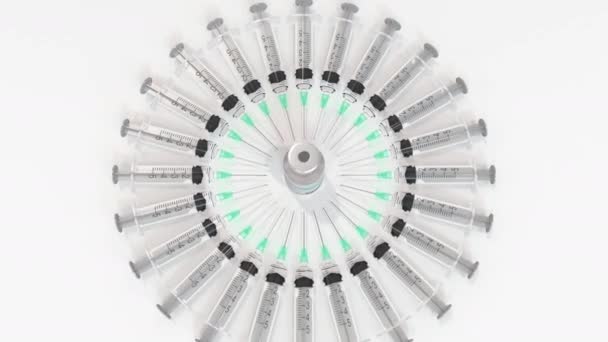 Flacone con vaccino e siringhe per haemophilus influenzae di tipo B — Video Stock