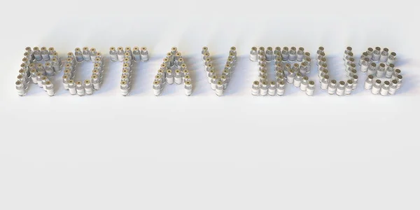 Cam şişeler beyaz arkaplan üzerinde ROTAVIRUS metin, kavramsal 3D oluşturma — Stok fotoğraf