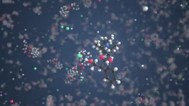 Ipratropiumbromidemolecuul. Conceptueel moleculair model. 3d-animatie voor chemische looping — Stockvideo